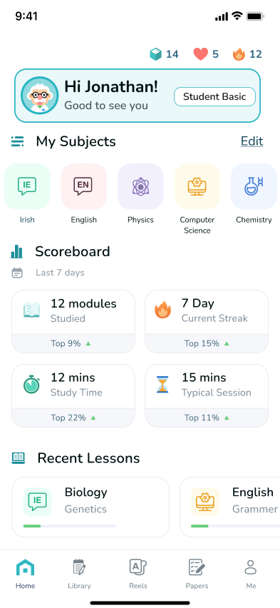 A1 Study app screen